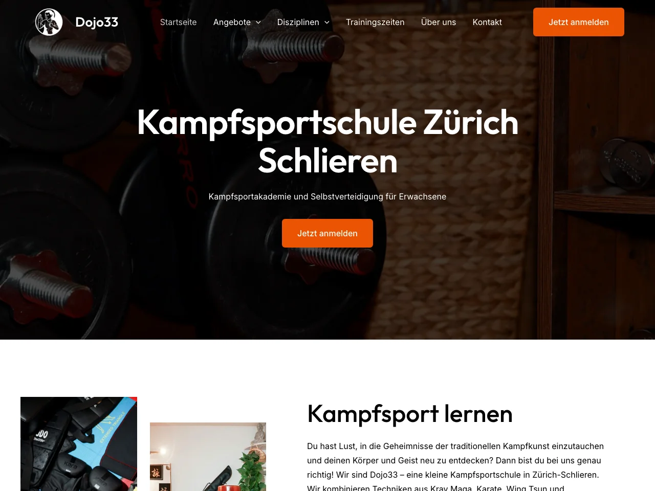 Webseite Dojo 33 Kampfsportschule